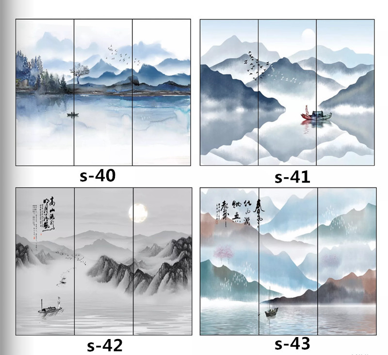 水墨山水画推拉门定做新中式移门中国风彩绘衣柜门定制衣橱壁柜门(图31) 水墨山水画推拉门定做新中式移门中国风彩绘衣柜门定制衣橱壁柜门(图31)