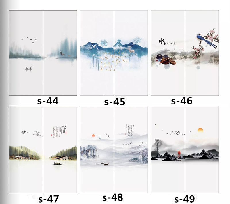 水墨山水画推拉门定做新中式移门中国风彩绘衣柜门定制衣橱壁柜门(图32) 水墨山水画推拉门定做新中式移门中国风彩绘衣柜门定制衣橱壁柜门(图32)