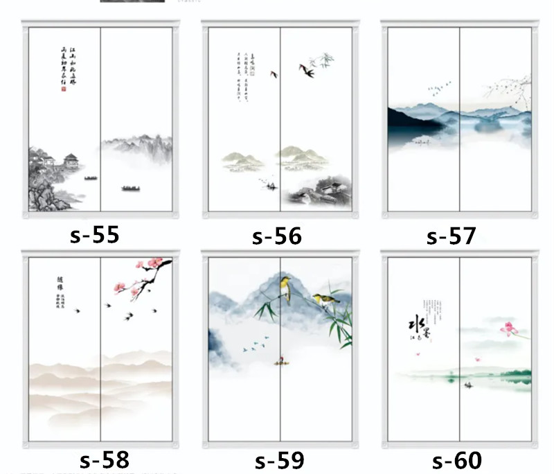 水墨山水画推拉门定做新中式移门中国风彩绘衣柜门定制衣橱壁柜门(图35) 水墨山水画推拉门定做新中式移门中国风彩绘衣柜门定制衣橱壁柜门(图35)