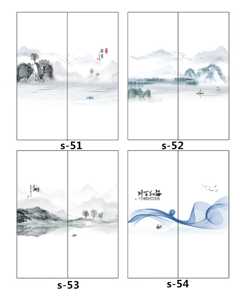水墨山水画推拉门定做新中式移门中国风彩绘衣柜门定制衣橱壁柜门(图34) 水墨山水画推拉门定做新中式移门中国风彩绘衣柜门定制衣橱壁柜门(图34)