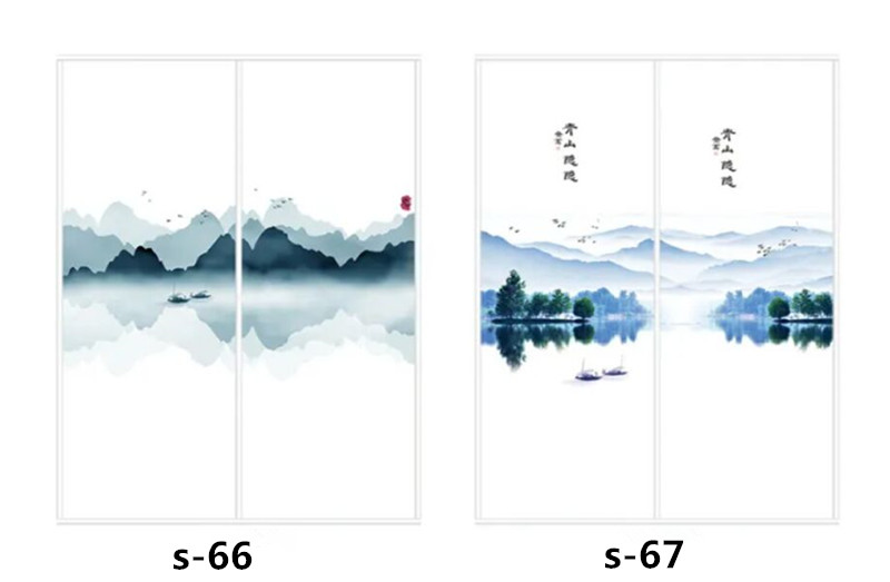 水墨山水画推拉门定做新中式移门中国风彩绘衣柜门定制衣橱壁柜门(图39) 水墨山水画推拉门定做新中式移门中国风彩绘衣柜门定制衣橱壁柜门(图39)