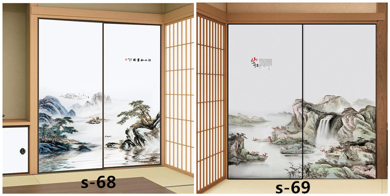 水墨山水画推拉门定做新中式移门中国风彩绘衣柜门定制衣橱壁柜门(图40) 水墨山水画推拉门定做新中式移门中国风彩绘衣柜门定制衣橱壁柜门(图40)