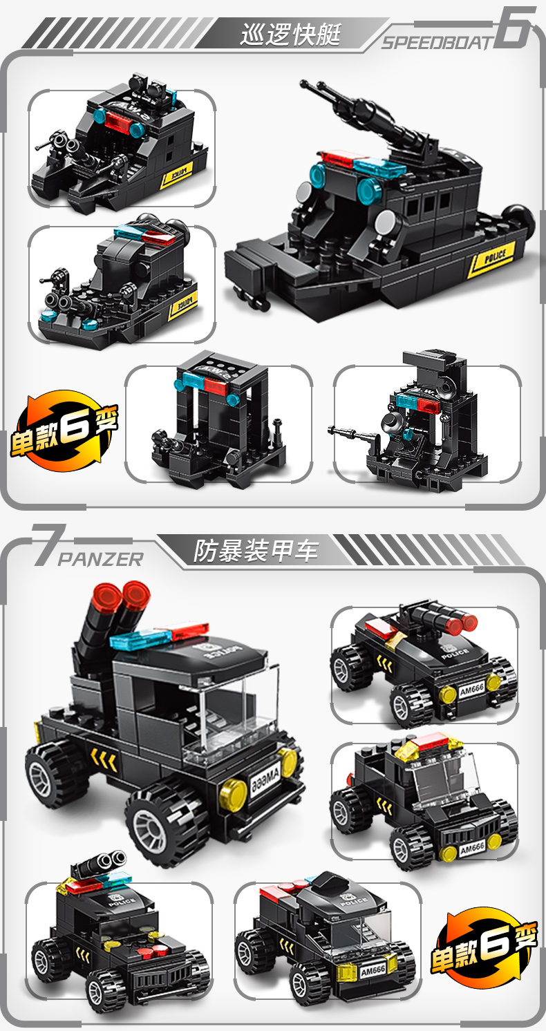 中国积木男孩子城市益智力拼装图汽车儿童特警机器人金刚玩具礼物(图17)