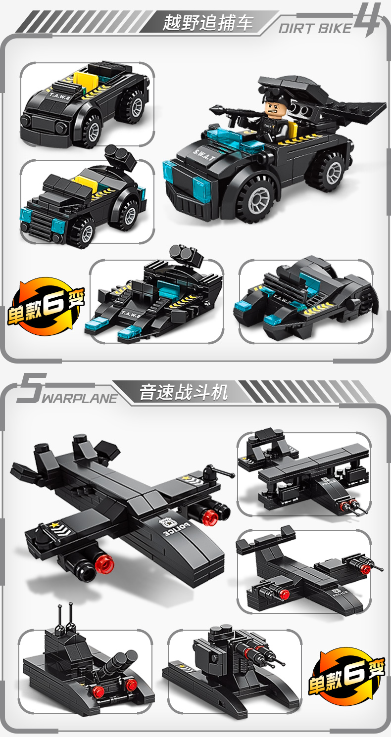 中国积木男孩子城市益智力拼装图汽车儿童特警机器人金刚玩具礼物(图15)