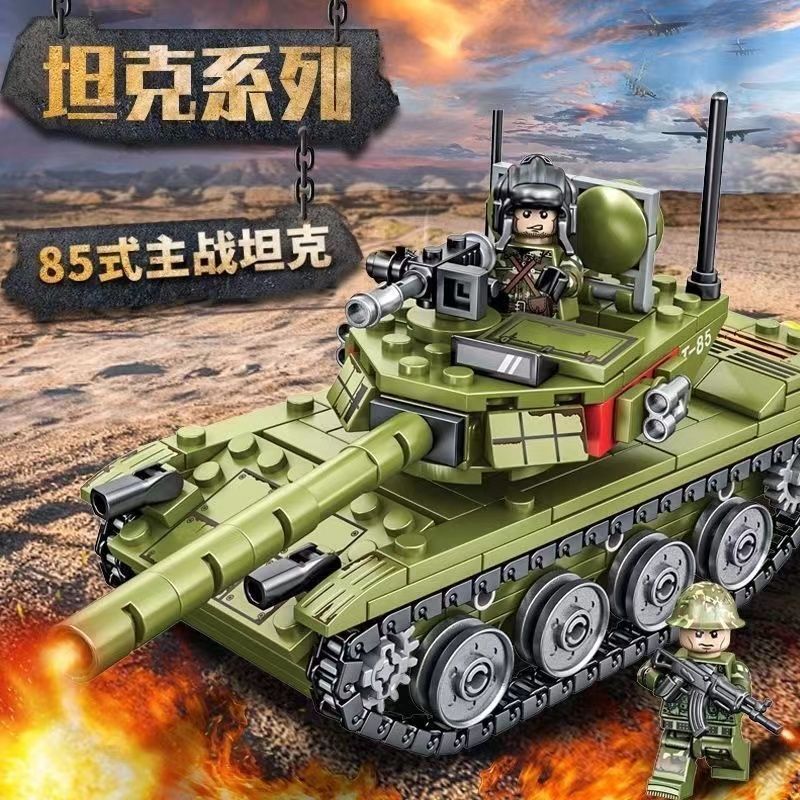 99A坦克积木益智高难度巨大型拼装玩具装甲车男孩军事东风导弹(图2)