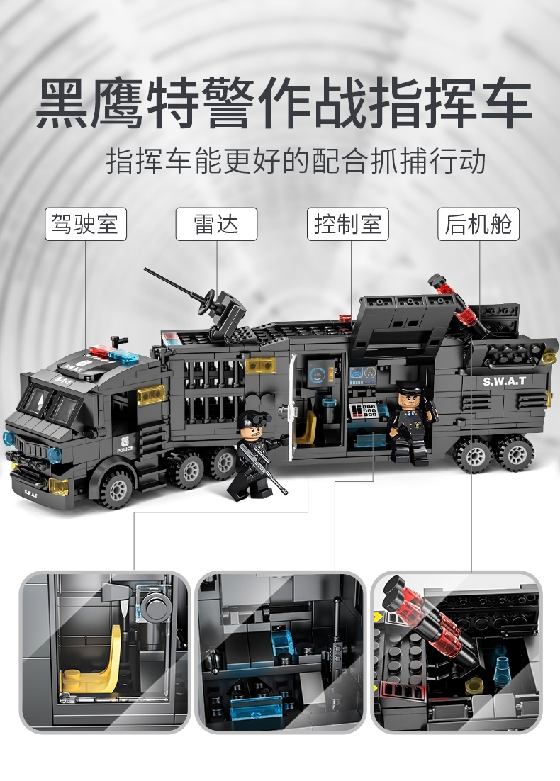 2024年新款积木拼装玩具军事警察男孩子儿童益智机器人3d礼物(图5)