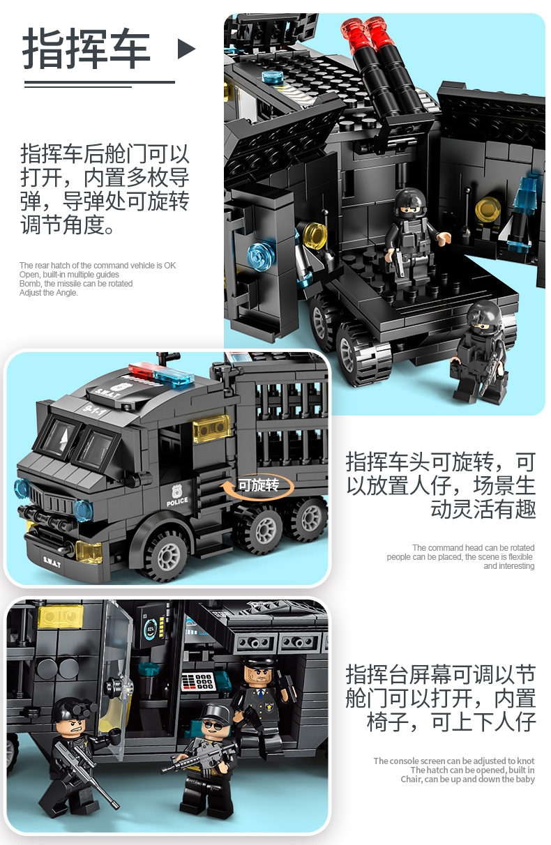 2024年新款积木拼装玩具军事警察男孩子儿童益智机器人3d礼物(图8)