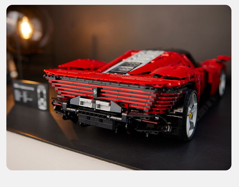 中国积木法拉力SP3跑车模型大型汽赛车男孩益智拼装玩具生日礼物(图13)