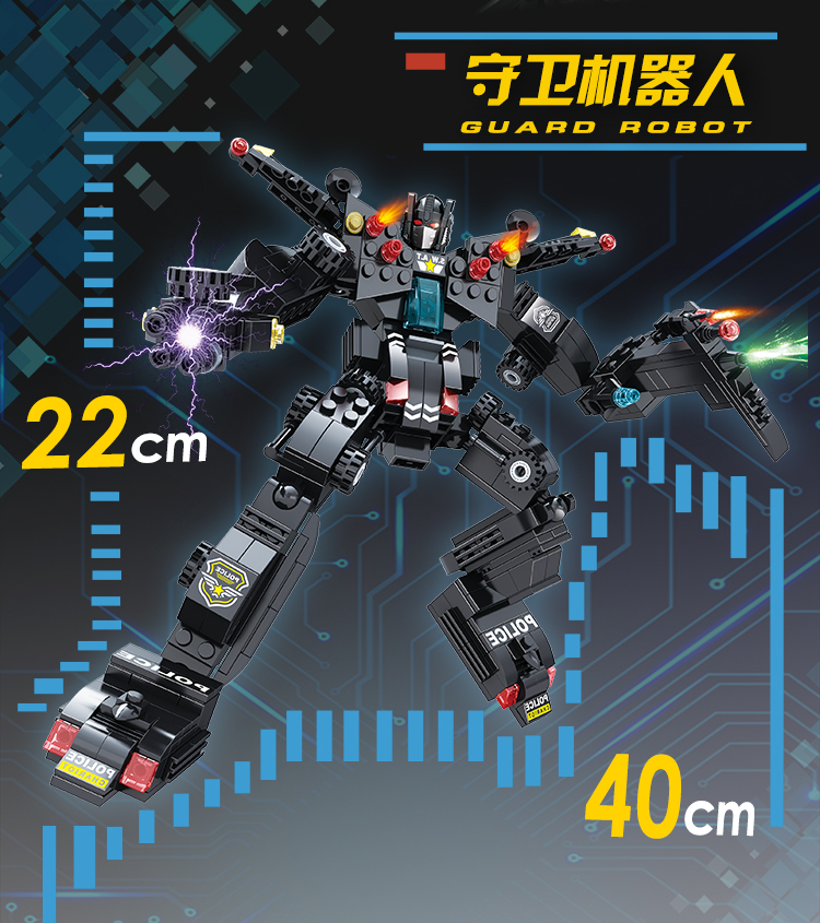 中国积木警察拼装益智变形机器人小颗粒男孩特警汽车玩具(图9)