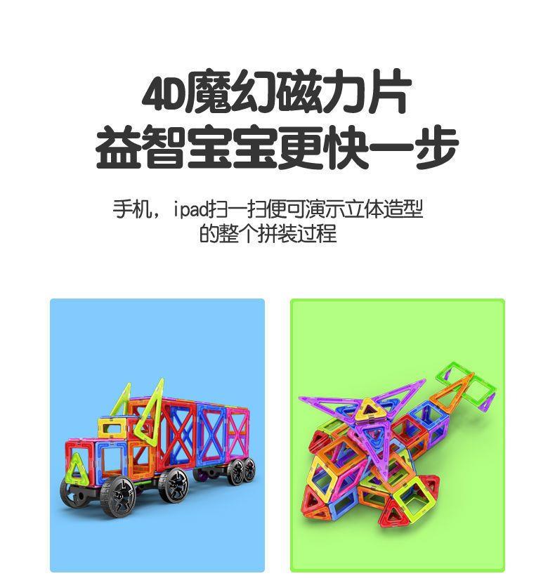 【磁力片积木】儿童吸铁石玩具强磁性3-6岁男女小孩提拉拼装益智(图8)