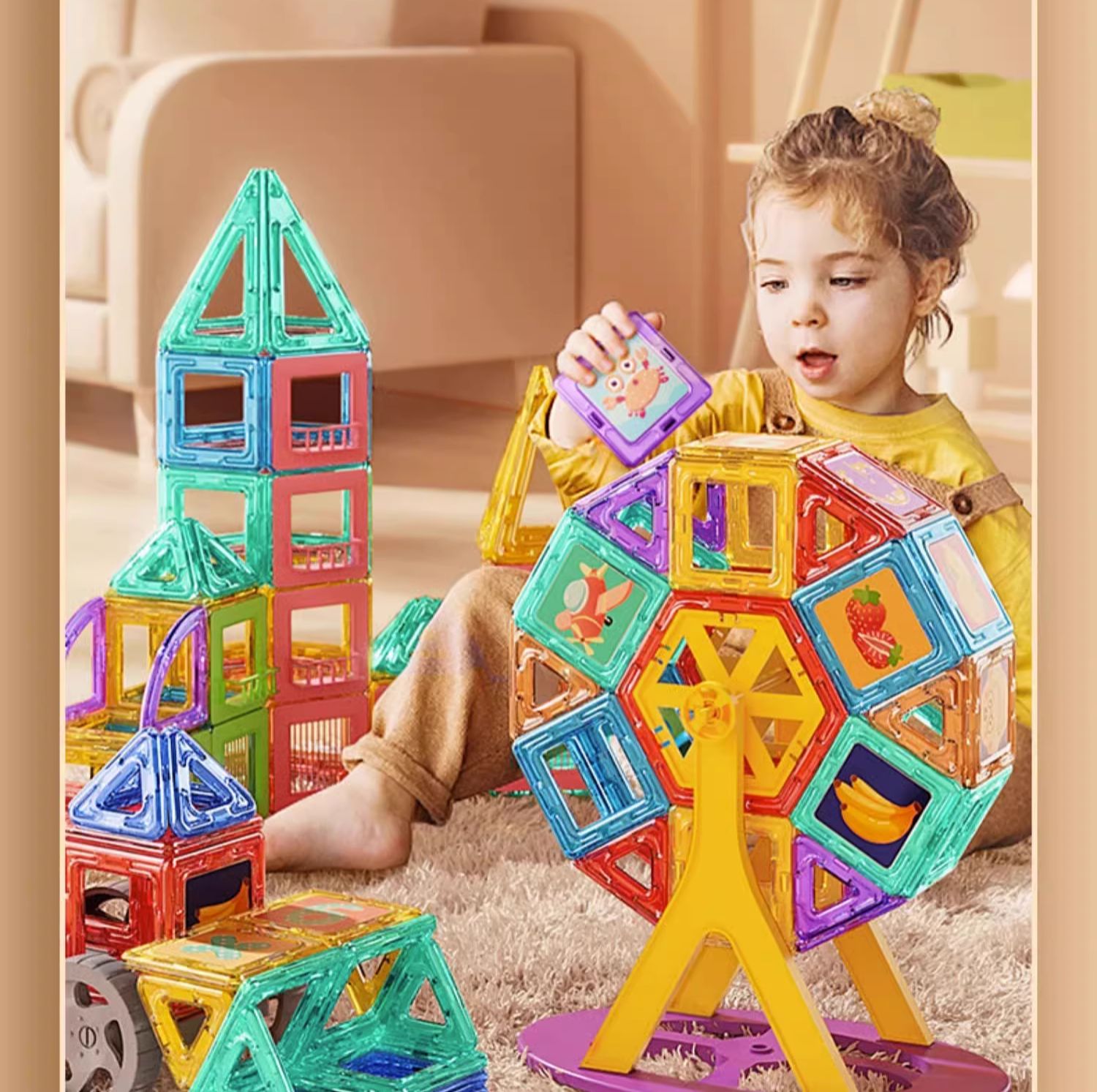 磁力片儿童益智积木磁铁吸铁石贴拼图男孩女孩子益智拼装磁性玩具(图24)