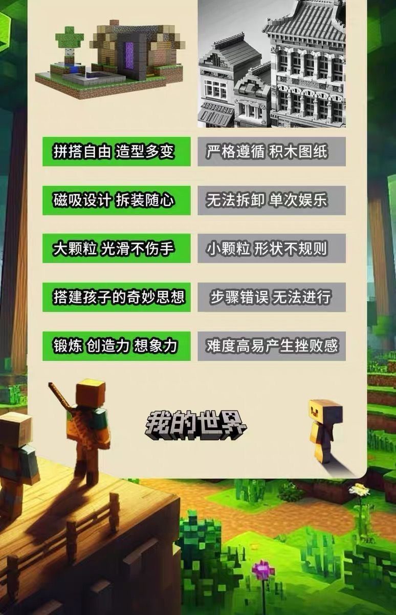 我的世界磁力方块积木人仔动物磁吸拼搭模型益智男孩儿童玩具礼物(图6)