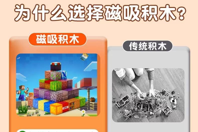 我的世界2025新款磁力方块磁铁拼装积木儿童全套模型益智磁吸玩具(图6)