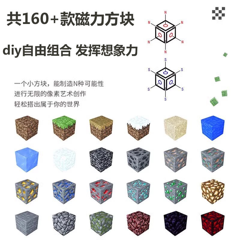 我的磁力方块磁铁磁吸铁石男孩世界积木儿童礼物益智迷你拼装玩具(图8)