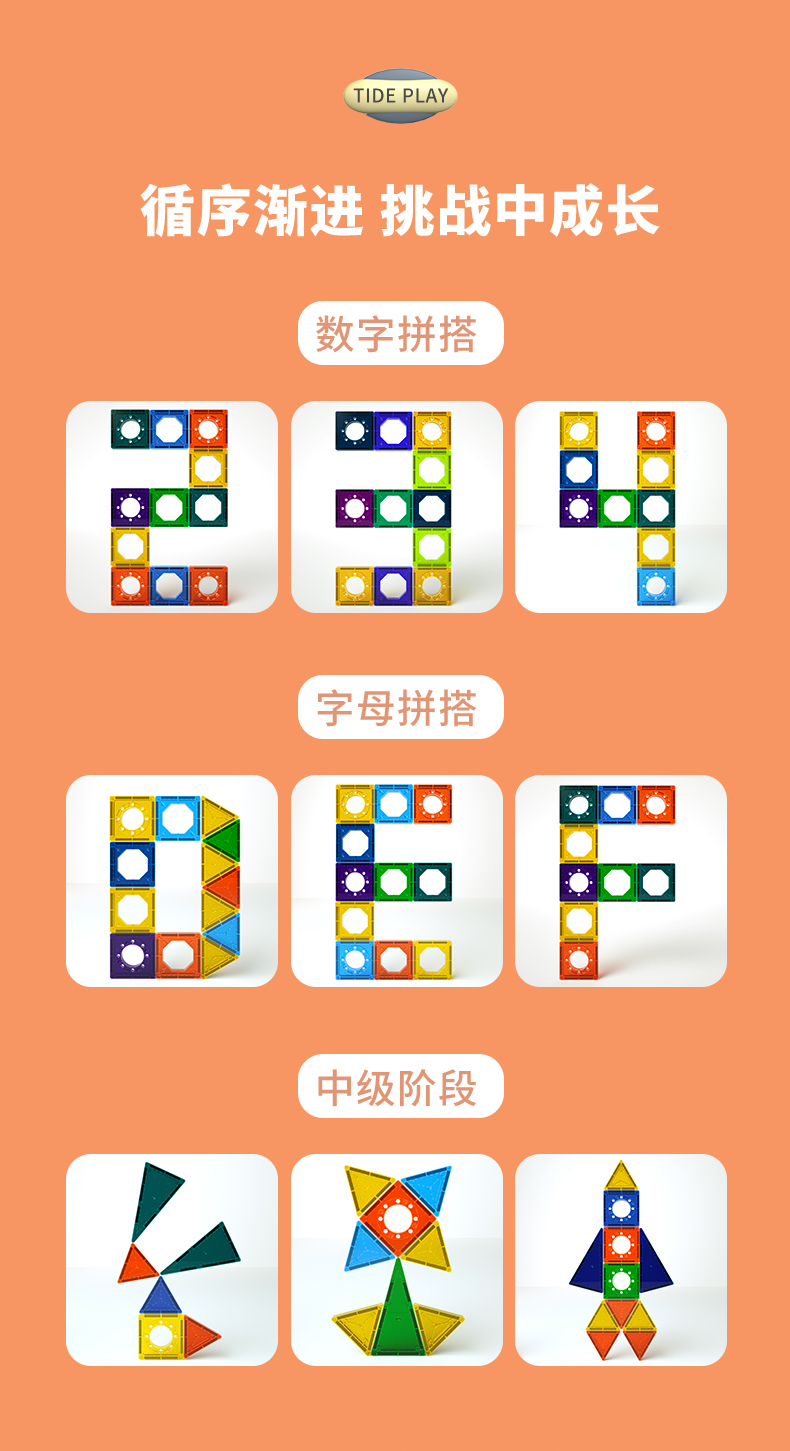 磁力片积木儿童磁铁贴片拼图男女孩吸铁石贴益智拼装纯磁力棒玩具(图7)
