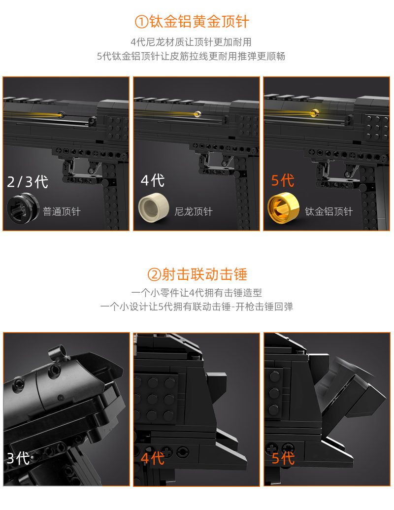 5代沙漠之鹰积木枪可发射子弹艾西莫夫拼装积木玩具男孩高难度(图15)