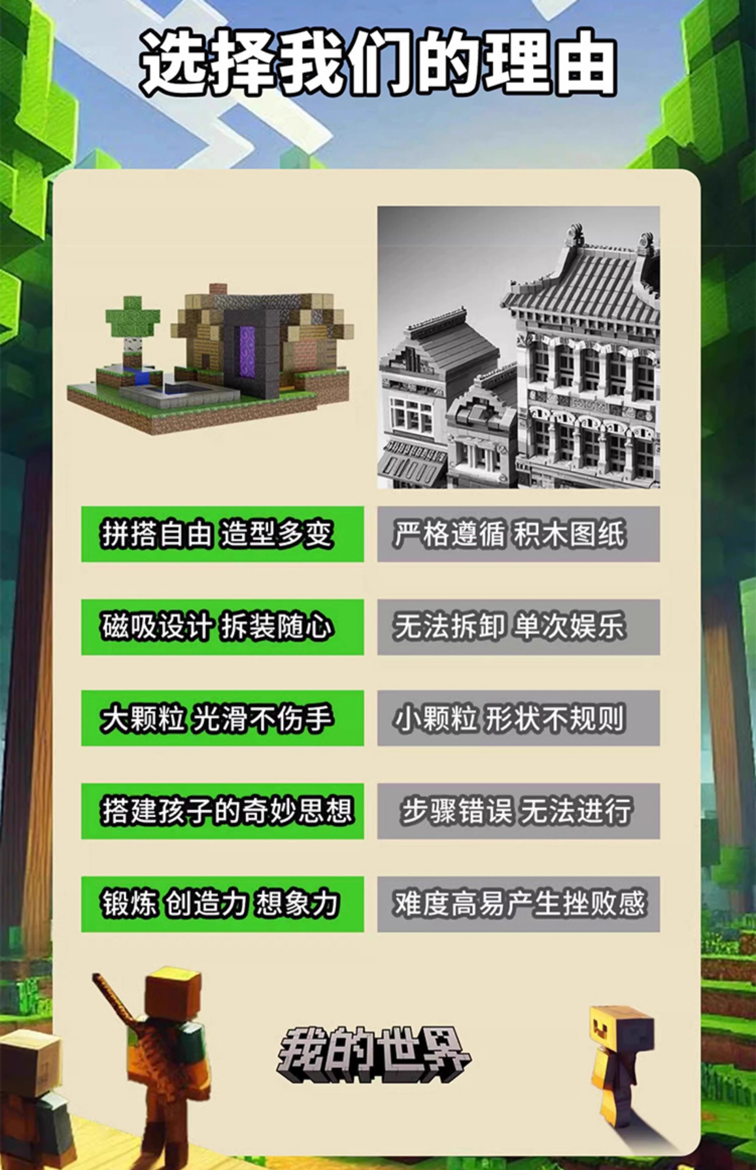 2025新款我的世界磁力方块磁铁积木儿童益智拼装磁吸玩具全套模型(图6)