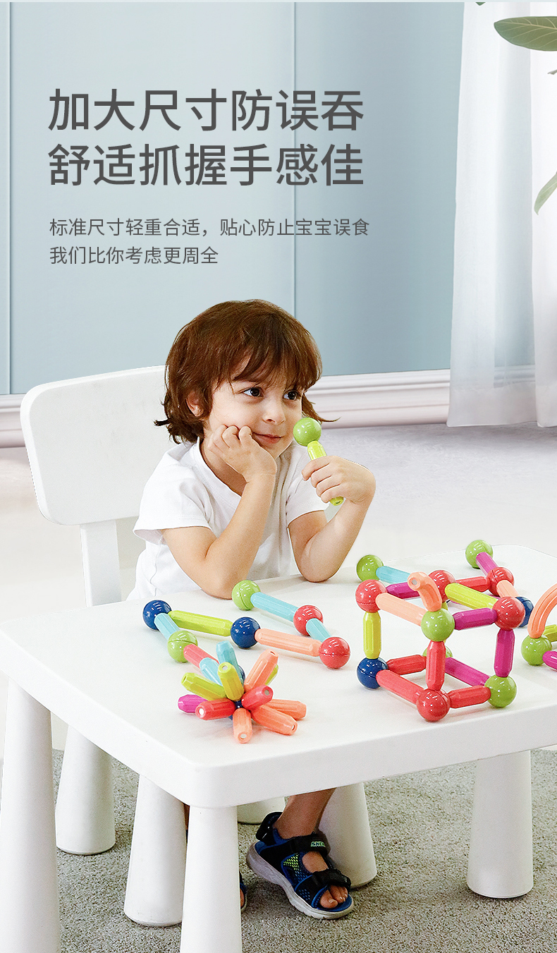 百变磁力棒玩具2岁宝宝早教智力拼图6儿童益智积木拼装强磁吸力棒(图3)