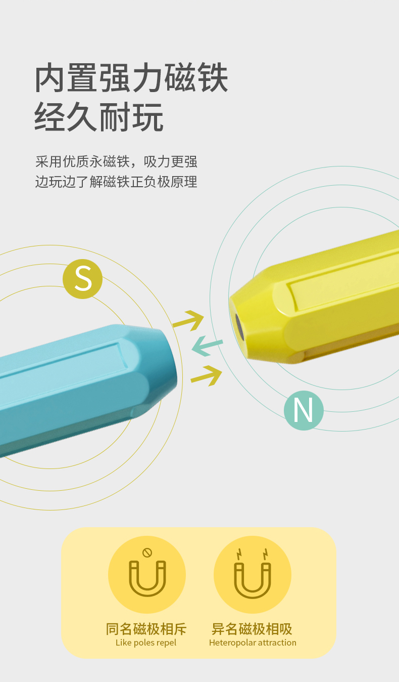 百变磁力棒玩具2岁宝宝早教智力拼图6儿童益智积木拼装强磁吸力棒(图4)