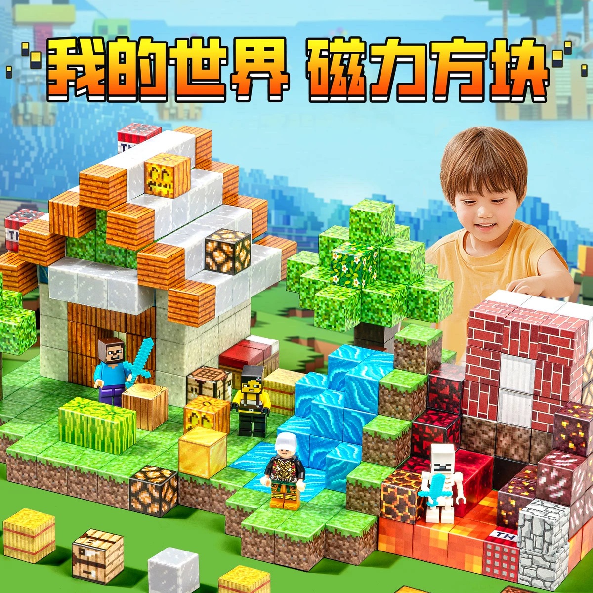 2025我的世界磁力方块磁铁积木磁吸铁石儿童益智拼装男孩玩具礼物(图5)