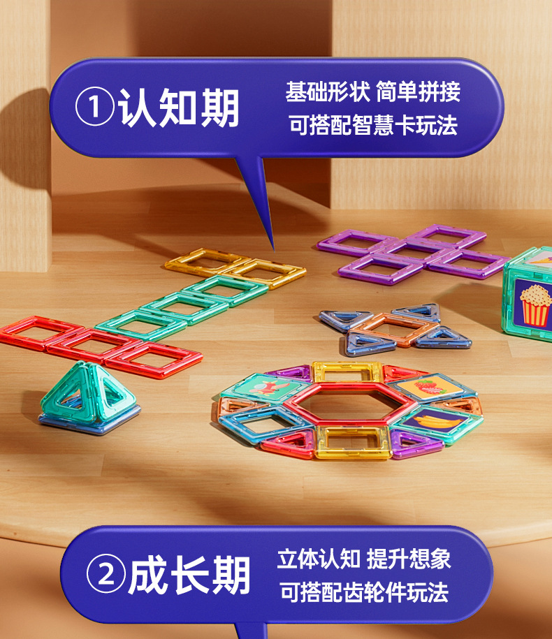 磁力片儿童益智玩具吸铁石贴拼装积木女男孩纯智力百变磁力棒磁性(图15)