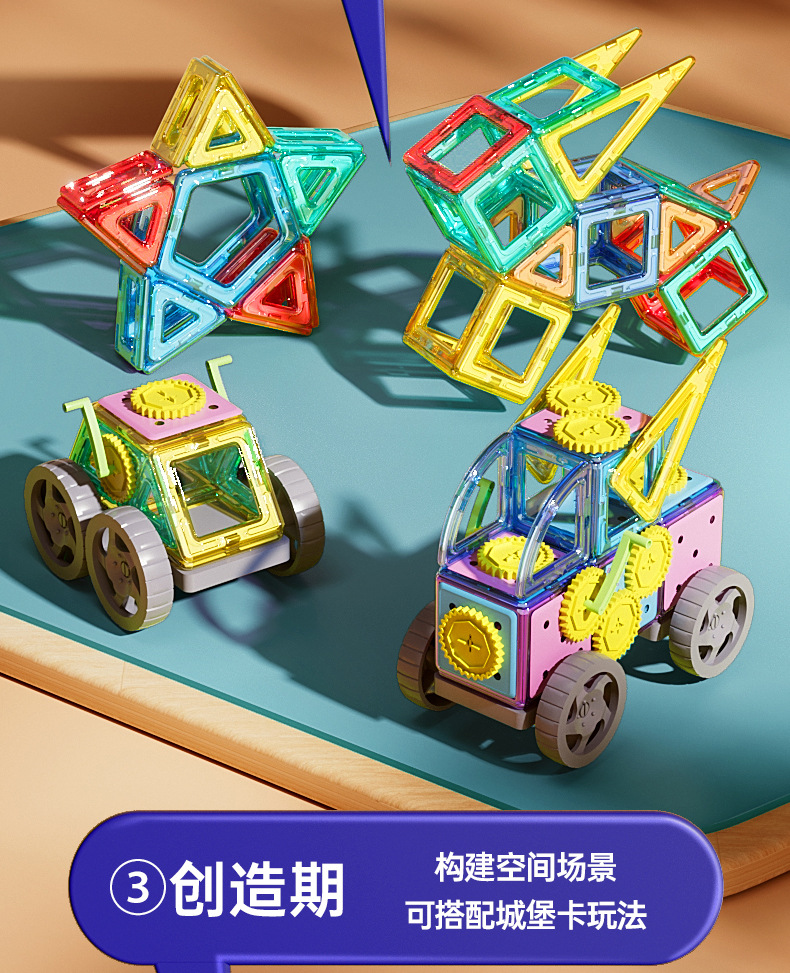 磁力片儿童益智玩具吸铁石贴拼装积木女男孩纯智力百变磁力棒磁性(图16)