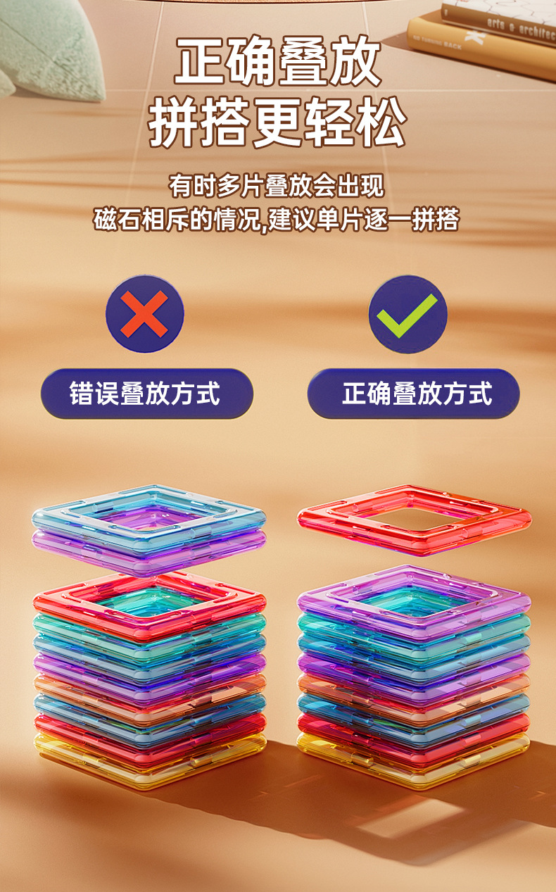 磁力片儿童益智玩具吸铁石贴拼装积木女男孩纯智力百变磁力棒磁性(图19)