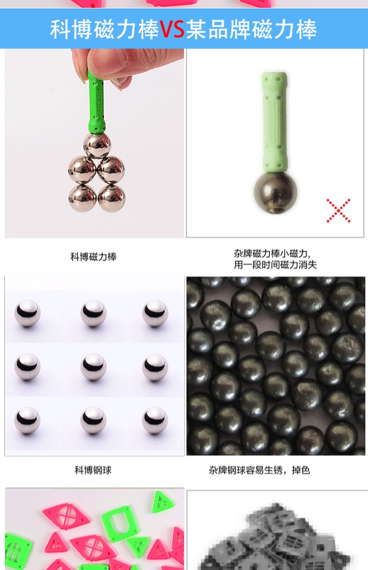 科博磁力棒 玩具散装630件磁性拼装积木儿童益智女男孩3-10岁吸铁(图29)