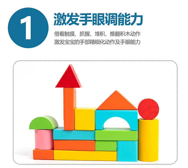 早教益智大块木制正方体三角形长方体积木块数学教具方块玩具无味(图8)