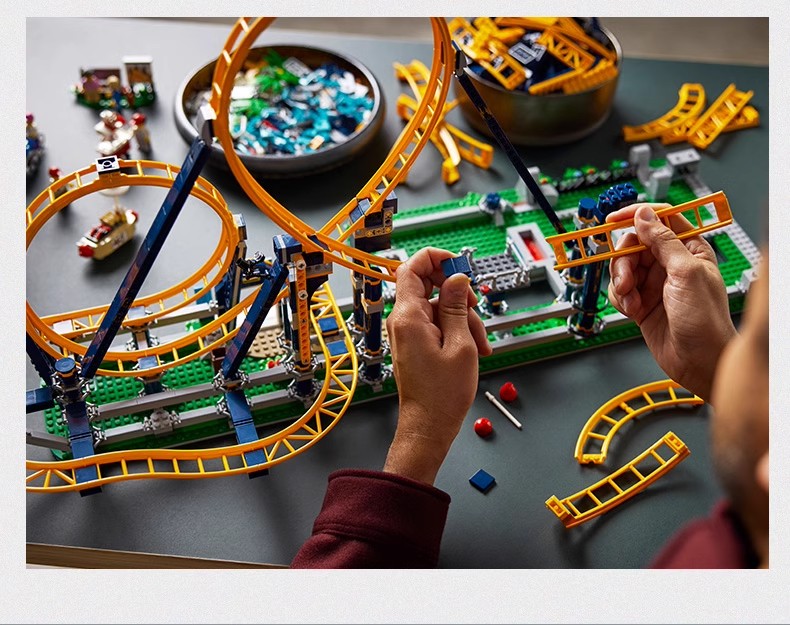 游乐园垂直翻滚过山车积木模型成年人高难度拼装男孩子女玩具礼物(图5)