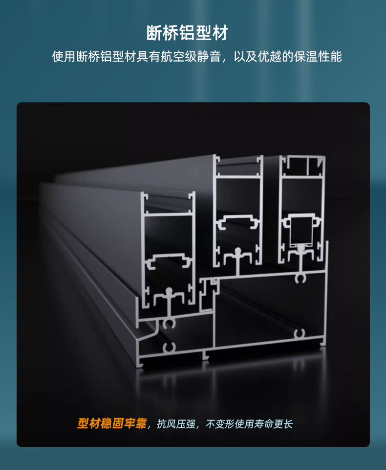 CL76断桥铝系统门窗钢轨推拉窗平移窗铝合金隔音窗封阳台定制厂家(图9)