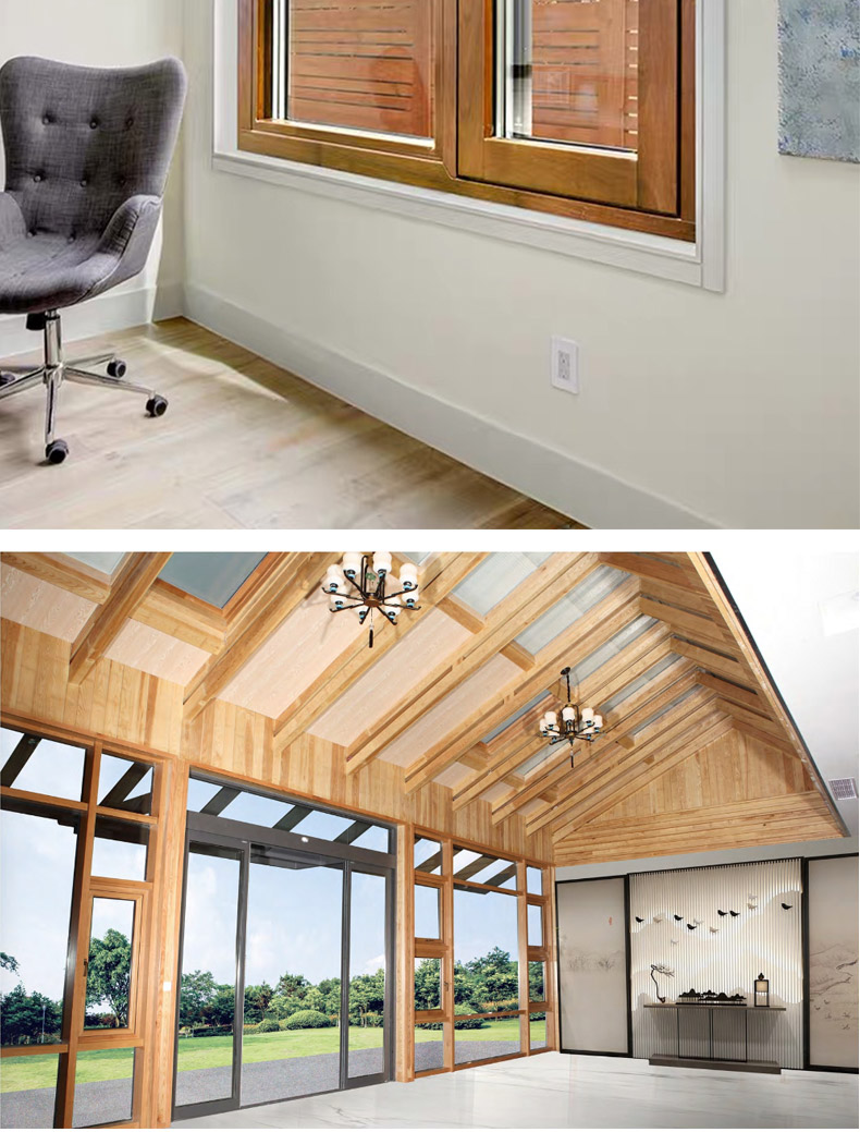 源头工厂北京铝包木门窗定制隔音密封静音窗户木包铝阳光房(图22)