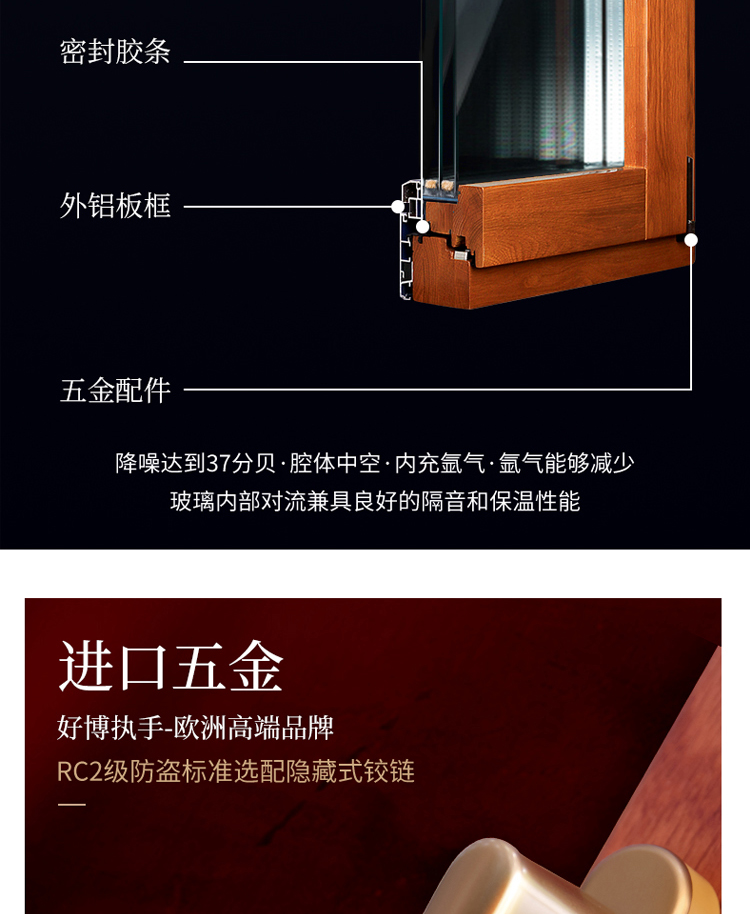 北京铝包木门窗厂家直销封阳台窗户隔音隔热密封系统窗阳光房定制(图6)