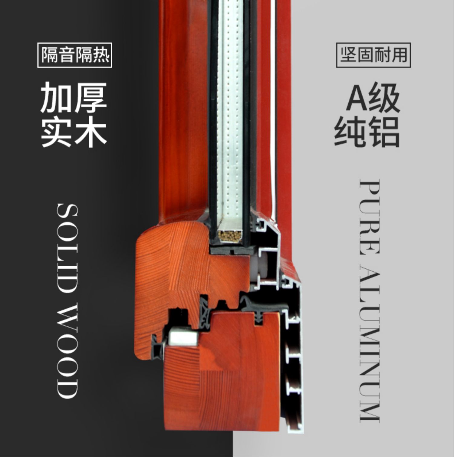 北京铝包木门窗别墅实木铝木复合窗密封隔音窗户封阳台厂家直销(图5)