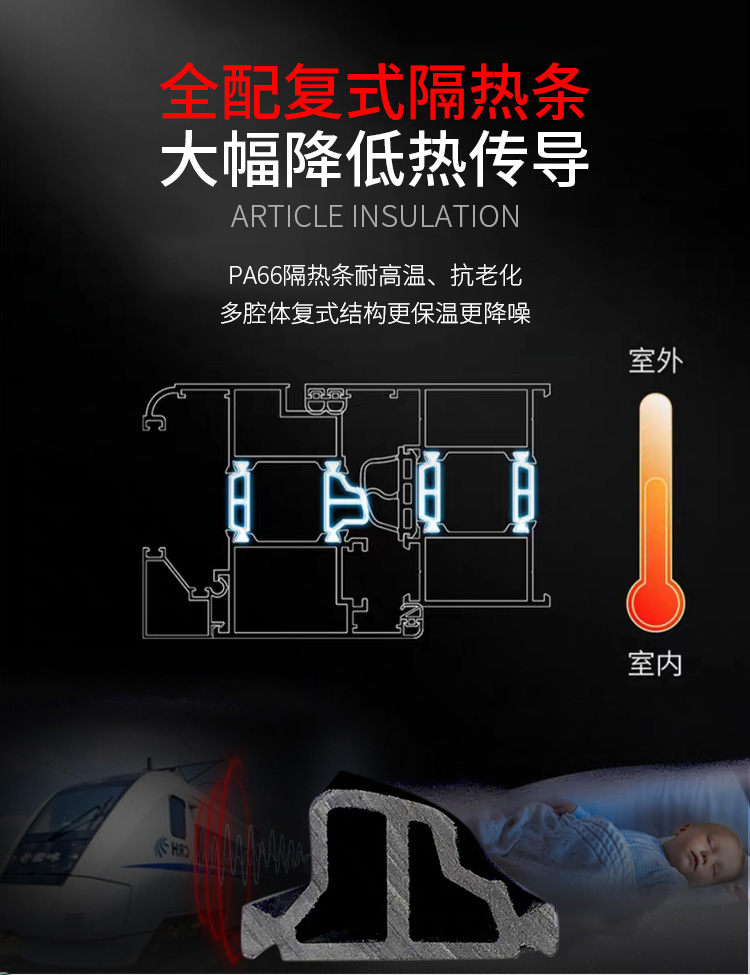 北京70系统断桥铝门窗封阳台仿古铝包木平移内倒隔音漂移推拉窗户(图9)