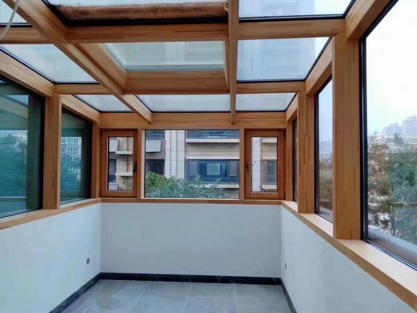 厂家直销铝包木门窗定制门窗隔音密封窗户木包铝阳光房广东(图17)