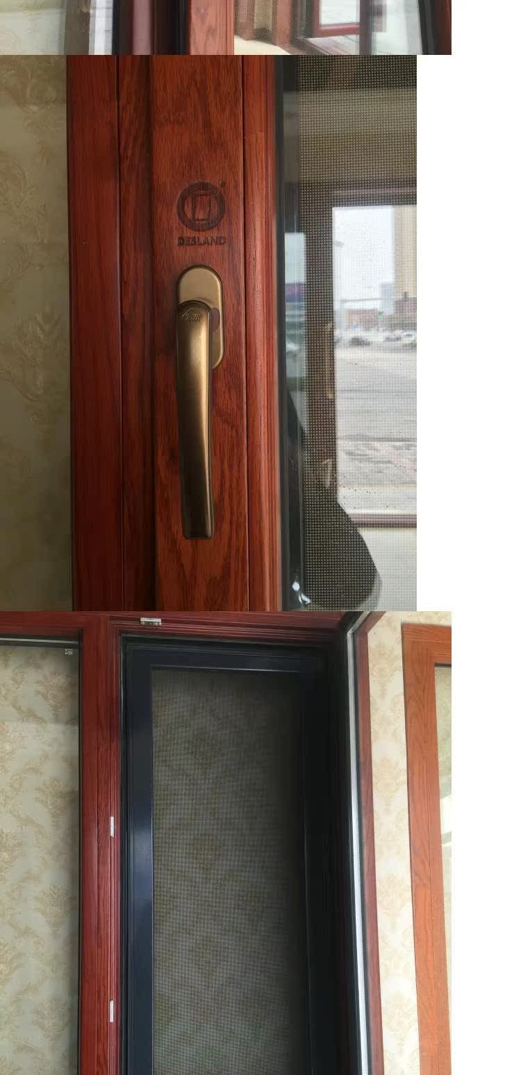 正品德斯兰特断桥铝门窗美州红橡木96金钢一体铝包木门窗隔音窗(图8)