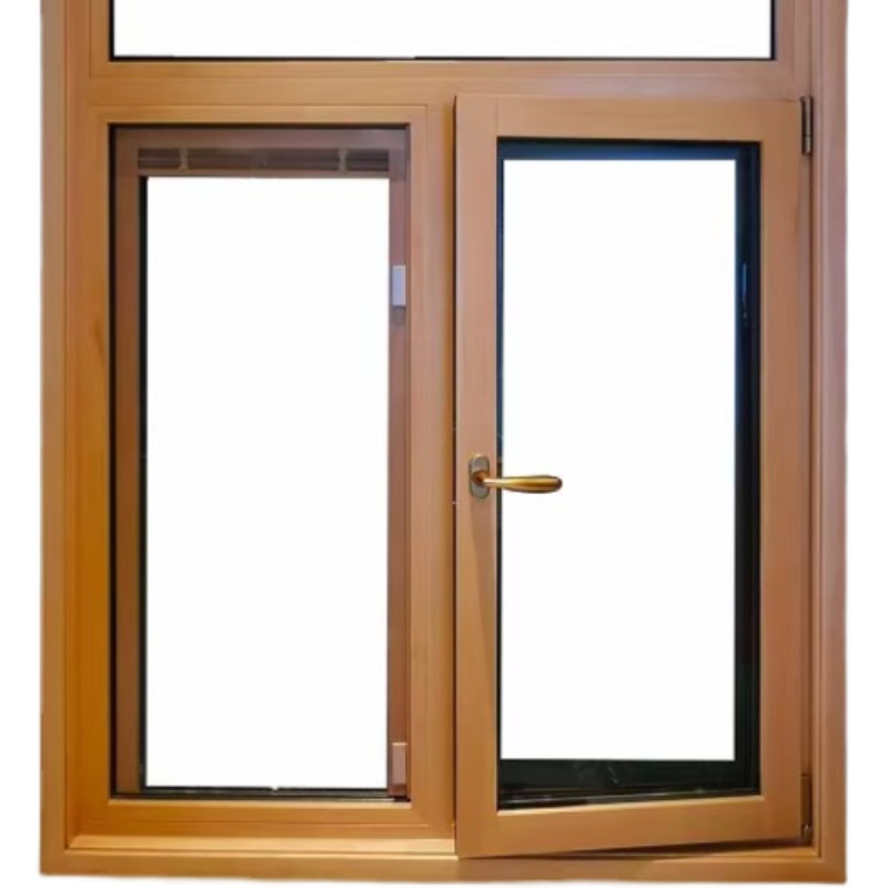 铝包木门窗隔音门窗平开窗封阳台卧室落地窗三层玻璃窗户(图1)
