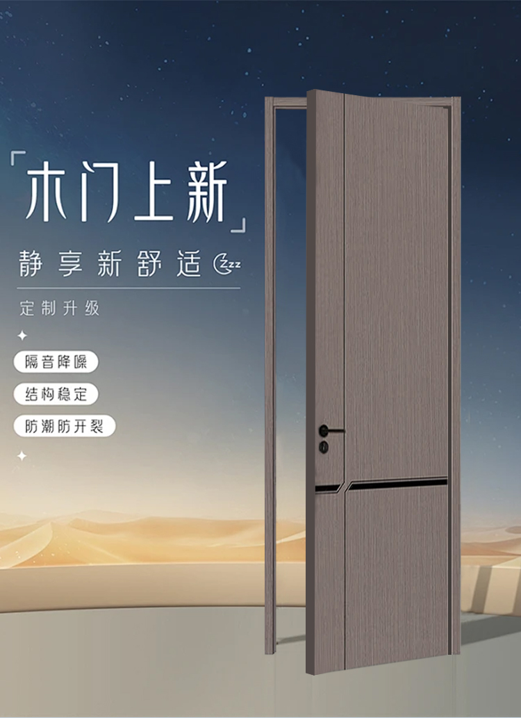 定制自装门无漆卧室门环保室内门实木复合木门现代风家用隔音房门(图1)