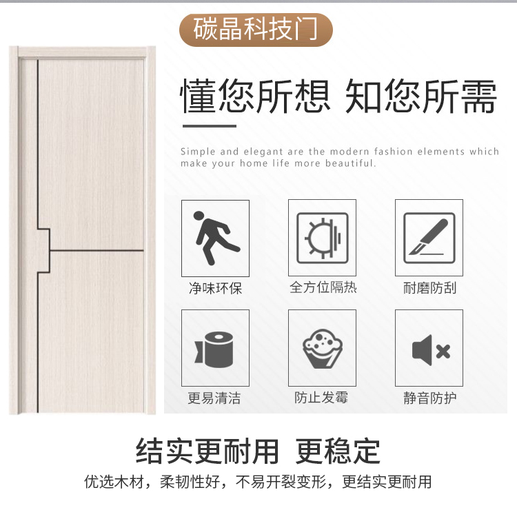 实木门卧室门平开室内门碳晶门实木填充生态房门套装门免漆门定制(图6)