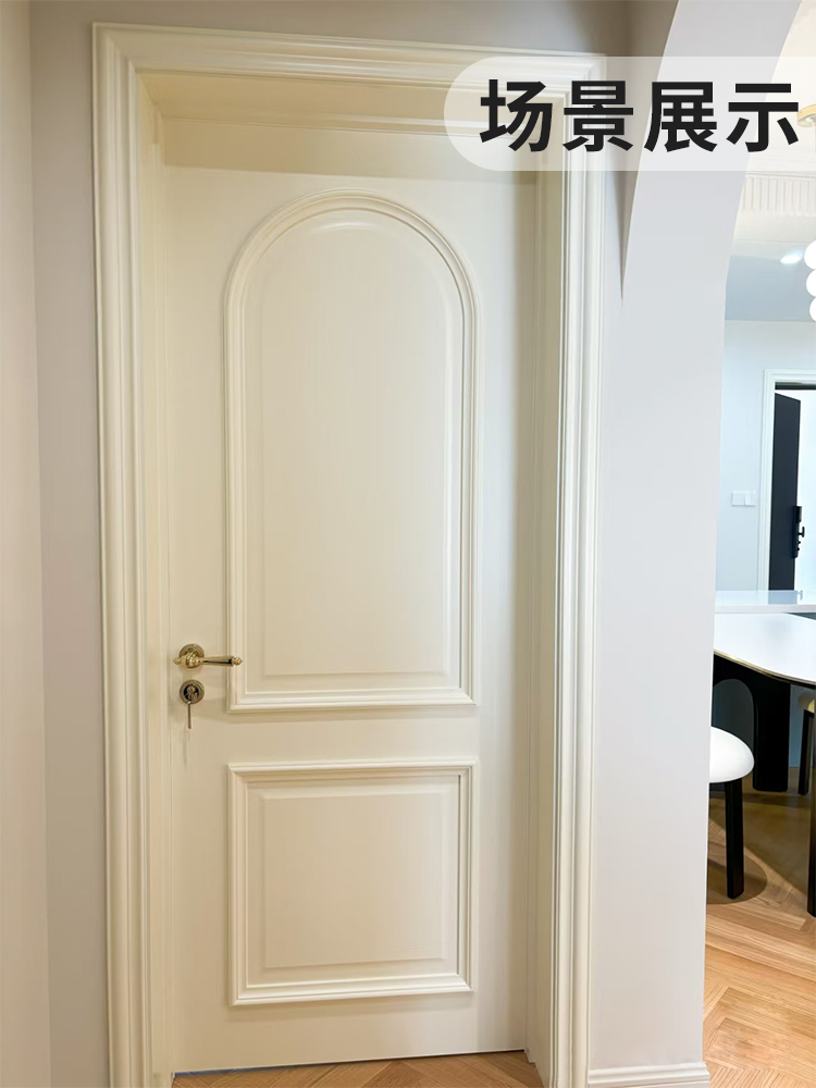 室内门卧室门多层实木烤漆门实木复合全实木白色房间门套装门法式(图5)
