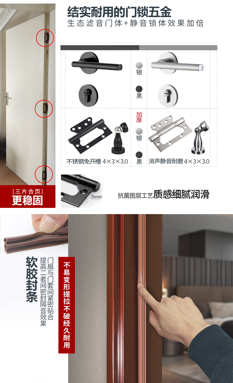 众木雅匠木门室内门卧室门实木复合房门碳晶门套装门灰色门全家用(图11)