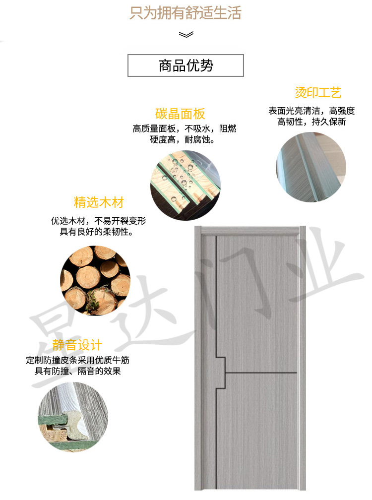 卧室碳晶实木门免漆室内门隔音生态门定制房间门防火包厢门双开门(图19)