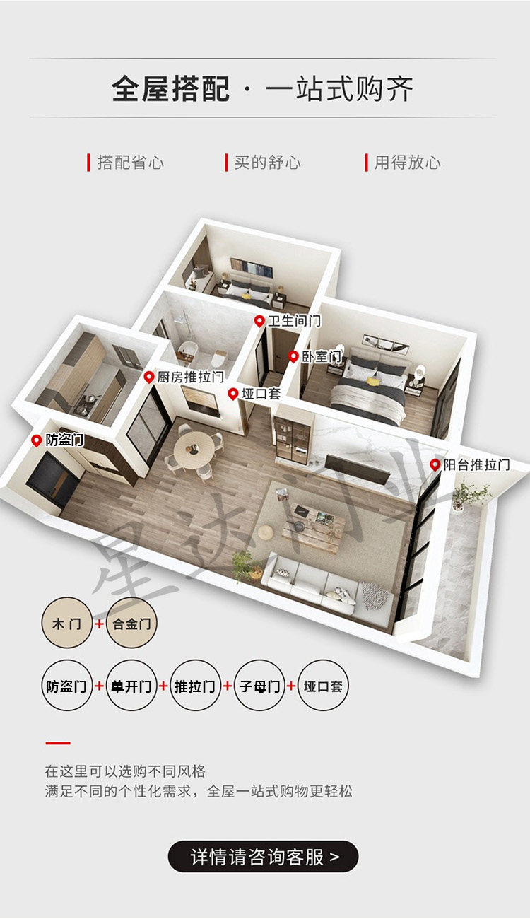 卧室碳晶实木门免漆室内门隔音生态门定制房间门防火包厢门双开门(图25)