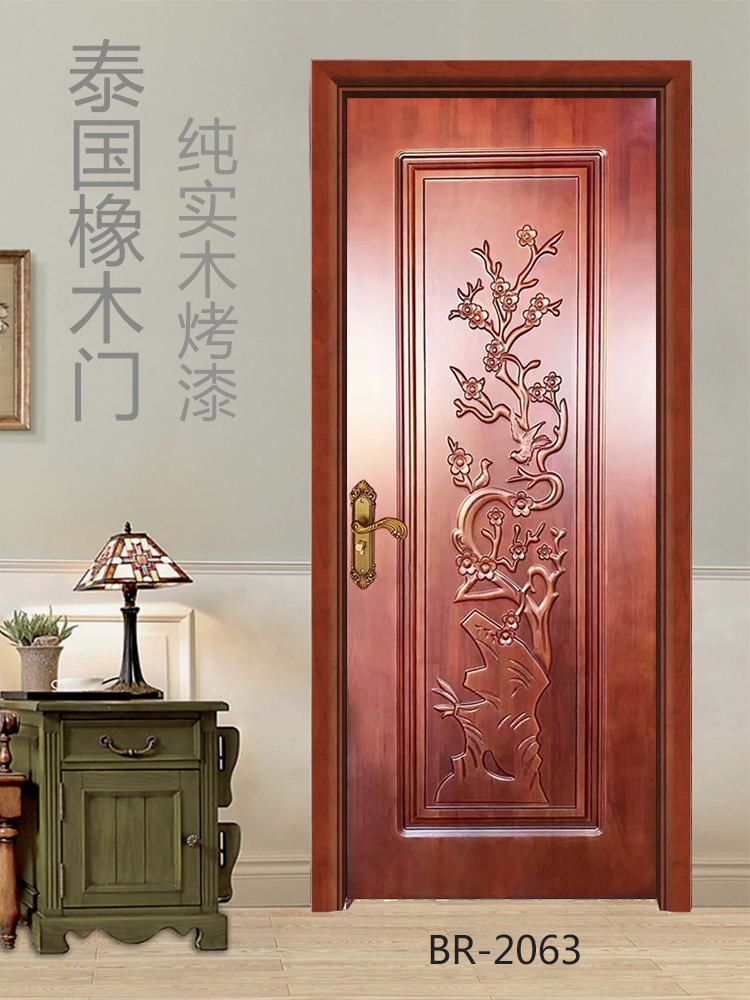 欧式实木门法式扣线房间门泰国橡胶木烤漆卧室门室内套装门定制(图70)
