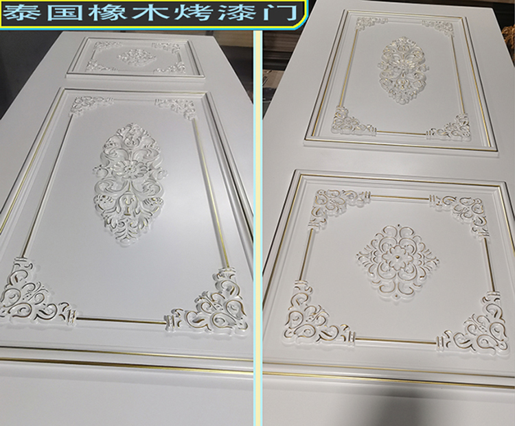 实木房间门卧室门泰国橡木烤漆门浮雕工艺中式木门欧式扣线现代风(图16)