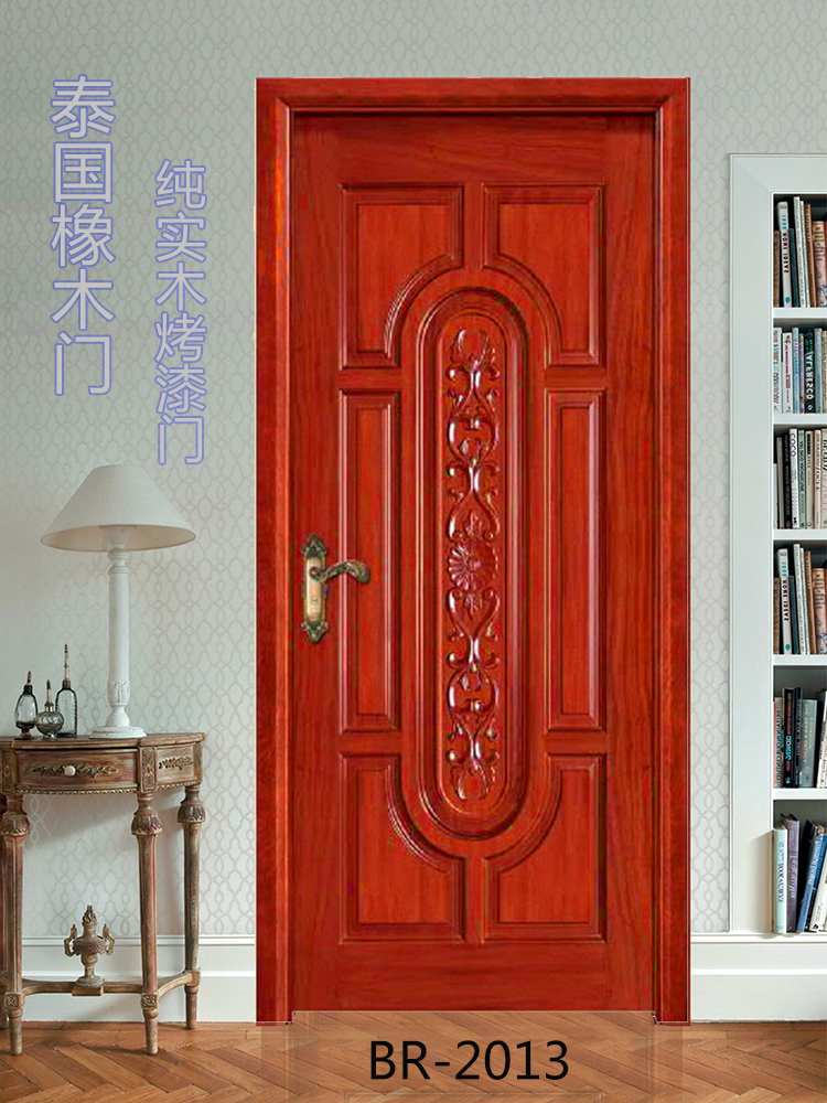 实木房间门卧室门泰国橡木烤漆门浮雕工艺中式木门欧式扣线现代风(图21)