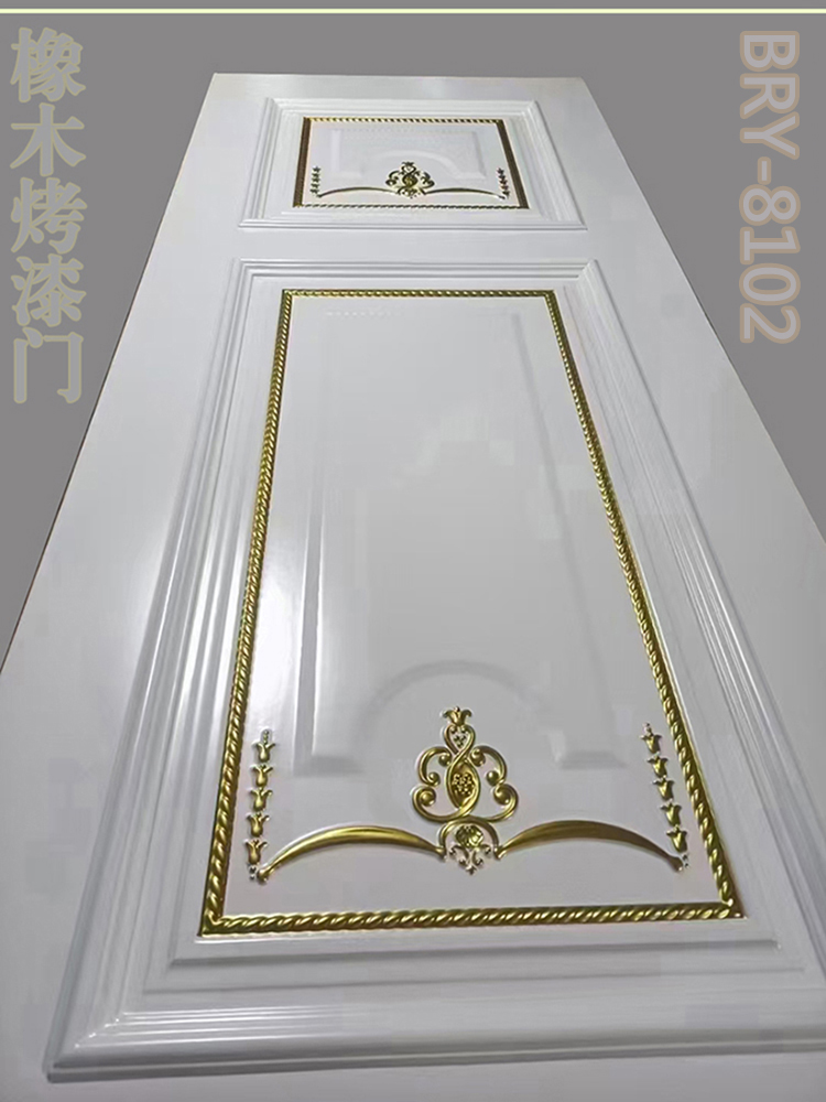 实木房间门卧室门泰国橡木烤漆门浮雕工艺中式木门欧式扣线现代风(图30)