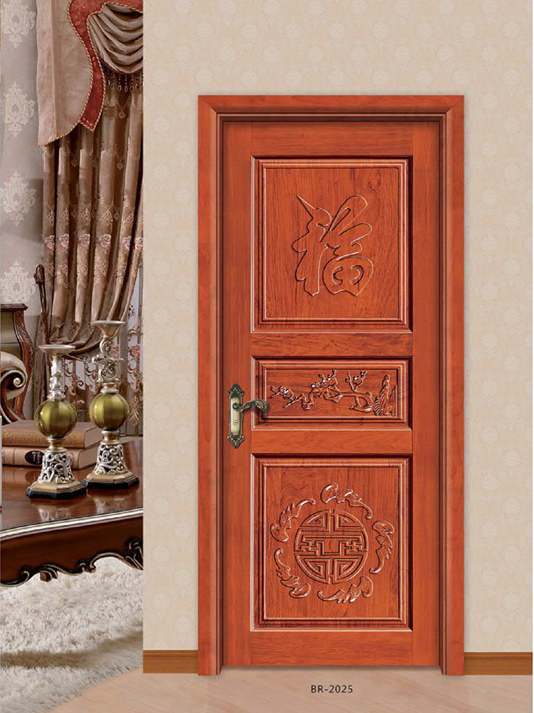 实木房间门卧室门泰国橡木烤漆门浮雕工艺中式木门欧式扣线现代风(图31)