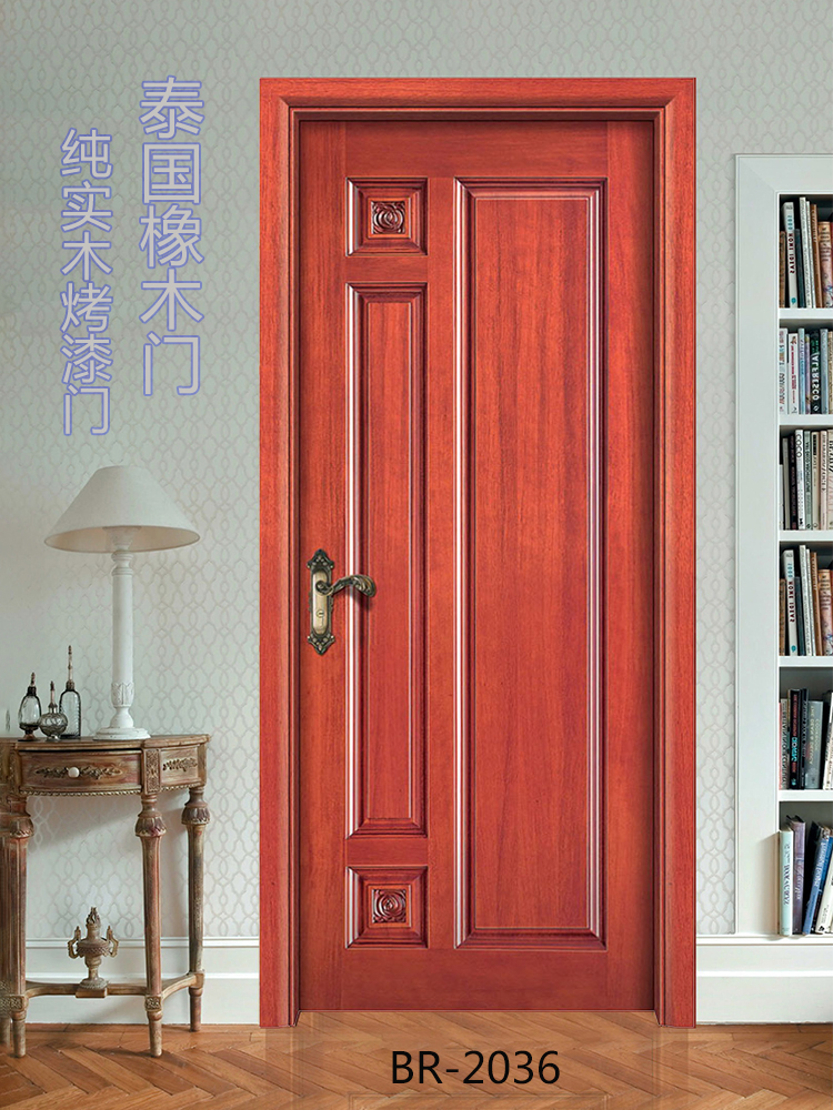 实木房间门卧室门泰国橡木烤漆门浮雕工艺中式木门欧式扣线现代风(图35)